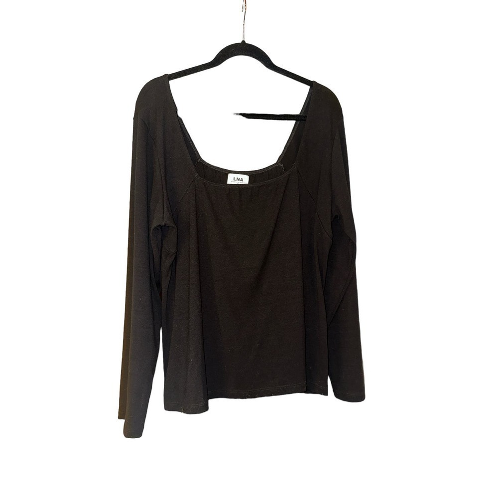 LNA Women's Long Sleeve Square Neck Pullover Casual Top Sz 2X Black